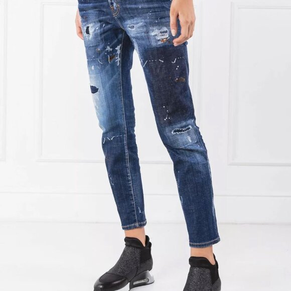 NWT Auth Dsquared2 COOL GIRL Blue Slim Fit Ripped Jeans ITALY Sz 38 - Picture 3 of 11